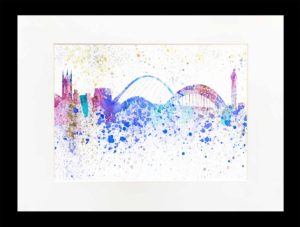 Newcastle Bluemoon watercolour painting - newcastlegifts Newcastle Bluemoon watercolour painting, Newcastle Watercolour Art, Newcastle Gift, Newcastle Souvenir, Newcastle Wall Art, Newcastle Artist, Louisa E. Taylor, Geordie Gift, Gateshead Millennium Bridge, Tyne Bridge