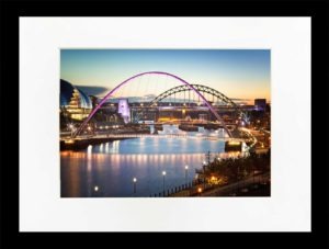 Tyne Bridges Photographic Print - newcastlegifts Tyne Bridges Photographic Print, Nighttime Photograph of the Newcastle Gateshead Quayside, Gateshead Millennium Bridge, Tyne Bridge, Sunset Photograph of the Newcastle Gateshead Quayside Gateshead Millennium Bridge Tyne Bridge