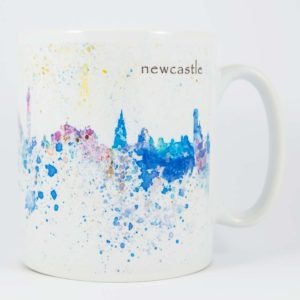 Newcastle Bluemoon Art Mug, Newcastle Art, Watercolour Painting of Newcastle, Tyne Bridge, Gateshead Millennium Bridge, Grey's Monument, Louisa E. Taylor, Newcastle Gift Product, Newcastle Souvenir, North East Gift