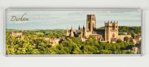 Durham Castle and Cathedral Panoramic Fridge Magnet - newcastlegifts Durham Castle and Cathedral Panoramic Fridge Magnet, Summer Panoramic Photograph of Durham Castle Durham Cathedral from Wharton Park, Durham Gift product, Durham Cathedral Souvenir, North East Gift, Durham Photographer