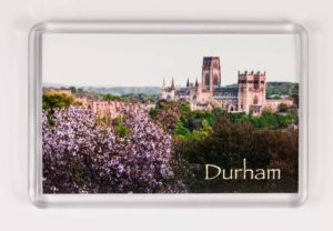 Durham Cherry Tree Fridge Magnet, Spring Photograph of Durham Cathedral and Durham Castle from Wharton Park, Cherry Tree, Durham Gift Product, Durham Cathedral Souvenir, North East Gift, Durham Photographer