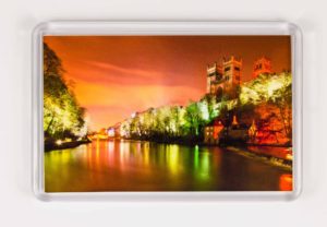 Durham Lumiere Fridge Magnet - newcastlegifts Durham Lumiere Fridge Magnet, Nighttime Photograph of Durham Riverbanks Durham Cathedral Durham Lumiere Light Festival, Durham Gift Product, Durham Cathedral Souvenir, North East Gift, Durham Photograph