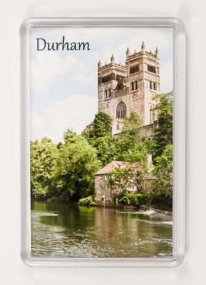 Durham Riverbanks Fridge Magnet Vertical - newcastlegifts Durham Riverbanks Fridge Magnet Vertical, Summertime Photograph of Durham Riverbanks Fulling Mill Museum and Durham Cathedral, River Wear, Durham Gift Product, Durham Cathedral Souvenir, North East Gift, Durham Photograph