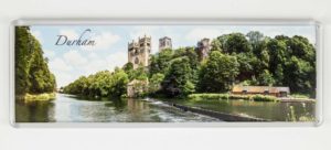 Durham Riverbanks Panoramic Fridge Magnet - newcastlegifts Durham Riverbanks Panoramic Fridge Magnet, Summer Panoramic Photograph of the Durham Riverbanks Framwellgate Bridge Fulling Mull Museum and Durham Cathedral
