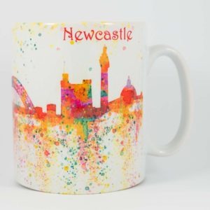 In The Pink Newcastle Mug, Sublimation Mug, Newcastle Mug, Louisa E. Taylor, Newcastle Gift product, Newcastle Souvenir, Watercolour Painting, Tyne Bridge, Angel of the North, Sage Gateshead
