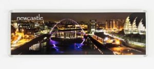 View From Tyne Bridge Panoramic Fridge Magnet, Panoramic Photograph of the Gateshead Millennium Bridge at Night, Newcastle Gift Product, Newcastle Souvenir, North East Gift, Tyne Bridge