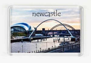 Newcastle Quayside Sunset Fridge Magnet - newcastlegifts Newcastle Quayside Sunset Fridge Magnet, Sunset Photograph of the Newcastle Gateshead Quayside, Gateshead Millennium Bridge, Tyne Bridge, Newcastle Gift Product, Newcastle Souvenir