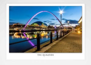 The Newcastle Quayside Greeting Card, Twilight Photograph of the Newcastle Gateshead Quayside Gateshead Millennium Bridge, the Sage Gateshead and Tyne Bridge, Newcastle Gift product, Newcastle Souvenir, Geordie Gift, North East Gift, Newcastle Photograph