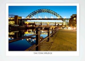 Newcastle Tyne Bridge Card - newcastlegifts Newcastle Tyne Bridge Card, Photograph of Newcastle Tyne Bridge at night, Newcastle Gateshead Quayside