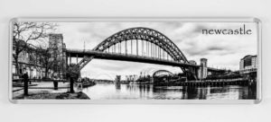 The Tyne Panoramic Magnet - newcastlegifts The Tyne Panoramic Magnet, Black and White panoramic photograph of the Newcastle Gateshead Quayside, Tyne Bridge, Gateshead Millennium Bridge, Newcastle Gift Product, Newcastle Souvenir, North East Gift