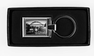 Tyne Bridge Black and White Metal Keyring