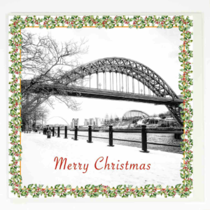 Christmas Card Newcastle Tyne Bridge, Newcastle Christmas Card, Winter photograph of the Newcastle Gateshead Quayside covered in snow. Tyne Bridge, Sage Gateshead, Gateshead Millennium Bridge, River Tyne, Newcastle Christmas Gift Product, Newcastle Gift, Geordie Gift, Newcastle Souvenir, North East Gift