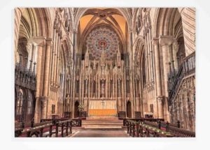 Durham Cathedral High Altar Greeting Card, HDR interior photograph inside Durham Cathedral, the High Altar, St Cuthbert's Shrine, Rose Window, Durham Cathedral Photograph, Durham Gift Product, Durham Cathedral Souvenir, North East Gift