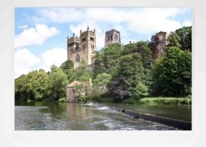Durham Cathedral and Riverbanks Card - newcastlegifts Durham Cathedral and Riverbanks Card, Summertime photograph of Durham Riverbanks Fulling Mill Museum and Durham Cathedral, Durham Gift product, Durham Cathedral Souvenir, North East Gift