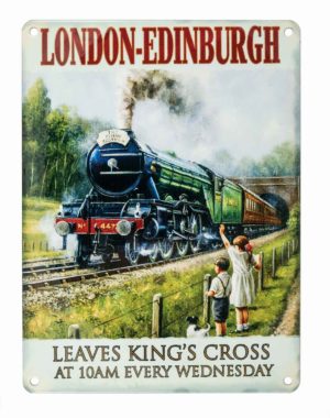 Metal Wall Sign Flying Scotsman - newcastlegifts Metal Wall Sign Flying Scotsman, L.N.E.R., London-Edinburgh, 4472, 60103, Steam Locomotive, Steam Train, Original Metal Wall Sign Co., Steam Train Gift product, Railway Souvenir