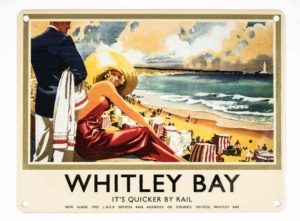 Metal Wall Sign Whitley Bay - newcastlegifts Metal Wall Sign Whitley Bay, Newcastle Railway Art, LNER Travel Poster, The Original Metal Wall Sign Co.