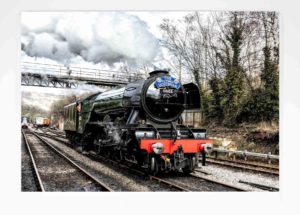 Greeting Card The Flying Scotsman, Photograph of the Flying Scotsman steam locomotive at Grosmont Station on the North Yorkshire Moors Railway, Steam Locomotive Gift Product, Steam Train Gift, Railway Souvenir, Steam Train enthusiast