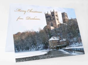 Christmas Card Durham Cathedral, Winter Photograph of Durham Riverbanks the Fulling Mill and Durham Cathedral in the snow, Durham Christmas Gift Product, Durham Souvenir, North East Gift, Local Artist, Durham Photographer