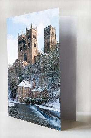 Christmas Card Durham River Wear - newcastlegifts Christmas Card Durham River Wear, Winter Photograph of Durham Cathedral, the Fulling Mill Museum and the River Wear in Snow, Durham Cathedral Christmas Card, Durham Christmas Gift Product, Durham Souvenir, North East Gift, Durham Photographer