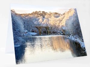Christmas Card Durham Prebends Bridge, Winter Photograph of Prebends Bridge Durham City in Snow, River Wear, Durham Cathedral, Durham Photograph, Durham Christmas Gift Product, Durham Souvenir, North East Gift, Durham Photographer
