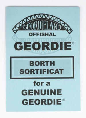 Offishal Geordie Borth Sortificat Blue, Geordie Boy, Geordie Gift, Newcastle Gift, Geordie Souvenir, Newcastle Souvenir, North East Gift