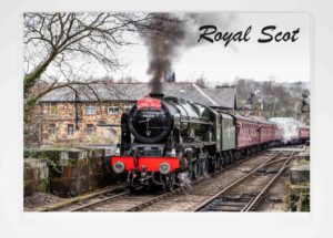Greeting Card Royal Scot, Photograph of the Royal Scot steam locomotive on the North Yorkshire Moors Railway, Steam Locomotive Gift Product, Railway Souvenir
