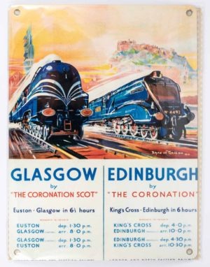 LNER vs LMS Metal Sign, The Original Metal Wall Sign Co. British Railways, LNER Poster Art, LMS Railway Poster Art, Railway Metal Wall Sign, Steam Railway Gift Product, Steam Railway Souvenir, Steam Trains