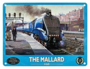 Mallard 4468 Metal Wall Sign - newcastlegifts Mallard 4468 Metal Wall Sign, LNER Railway Poster Art, The Original Metal Wall Sign Co., Mallard 4468 Steam Locomotive, Sir Nigel Gresley, Steam Railway Poster Art, Railway Gift Product, Steam Railway Souvenir