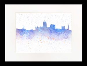 Mounted Print Durham City Blue - newcastlegifts Mounted Print Durham City Blue