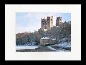Snowy Durham Riverbanks and Cathedral, Winter Photograph of Durham Cathedral Fulling Mill and the Riverbanks in snow, Durham Cathedral Snow Photograph, Durham City, Durham Gift, Durham Souvenir