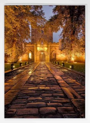 Durham Castle Greeting Card, Nighttime Photograph of Durham Castle Palace Green, Durham Gift product, Durham Castle Souvenir, Durham Cathedral, North East Gift