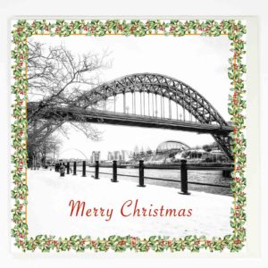 Christmas Card Newcastle Tyne Bridge, Newcastle Christmas Card, Winter photograph of the Newcastle Gateshead Quayside covered in snow. Tyne Bridge, Sage Gateshead, Gateshead Millennium Bridge, River Tyne, Newcastle Christmas Gift Product, Newcastle Gift, Geordie Gift, Newcastle Souvenir, North East Gift