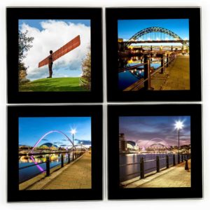 Glass Coasters Angel of the North 4 up, Newcastle Glass Coasters, Angel of the North, Tyne Bridge, Newcastle Gateshead Quayside, Newcastle Gift Product, Newcastle Souvenir, Geordie Gift, North East Gift, Local Photographer