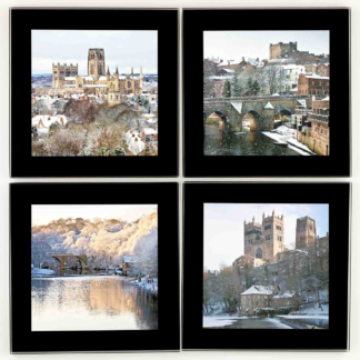 Durham Glass Coasters Snow Scenes 4 up