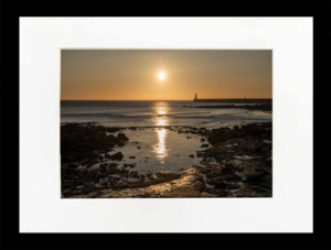 Tynemouth Dawn Mounted Photographic Print, Tynemouth Pier, King Edwards Bay, Dawn photograph of Tynemouth, Geordie Gift, Newcastle Souvenir, North East Gift, Local Photographer