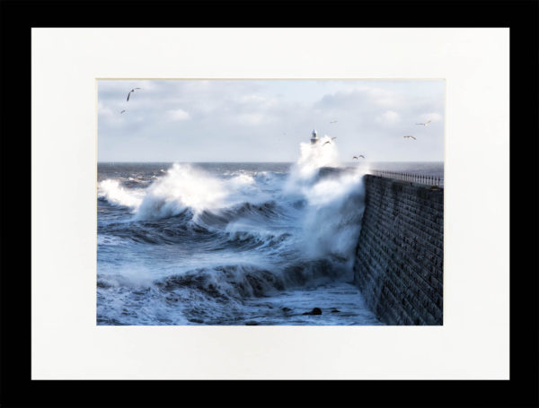 Tynemouth Pier Waves Mounted Print, Tyne and Wear, Newcastle, Geordie Gift, North East Gift, Newcastle Souvenir