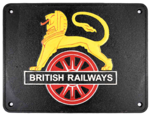 British Railways Cast Iron Sign, British Railways Lion and Wheel emblem, Steam Trains, Railway Gift, Railway Sign