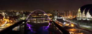 Newcastle Canvas View from Tyne Bridge, Newcastle Panoramic Canvas print, Tyne Bridge, Gateshead Millennium Bridge, Sage Gateshead, Baltic Arts Centre, Newcastle Gateshead Quayside, Nighttime photograph, Wall Art, North East England Photograph, Geordie Gift, Newcastle Gift