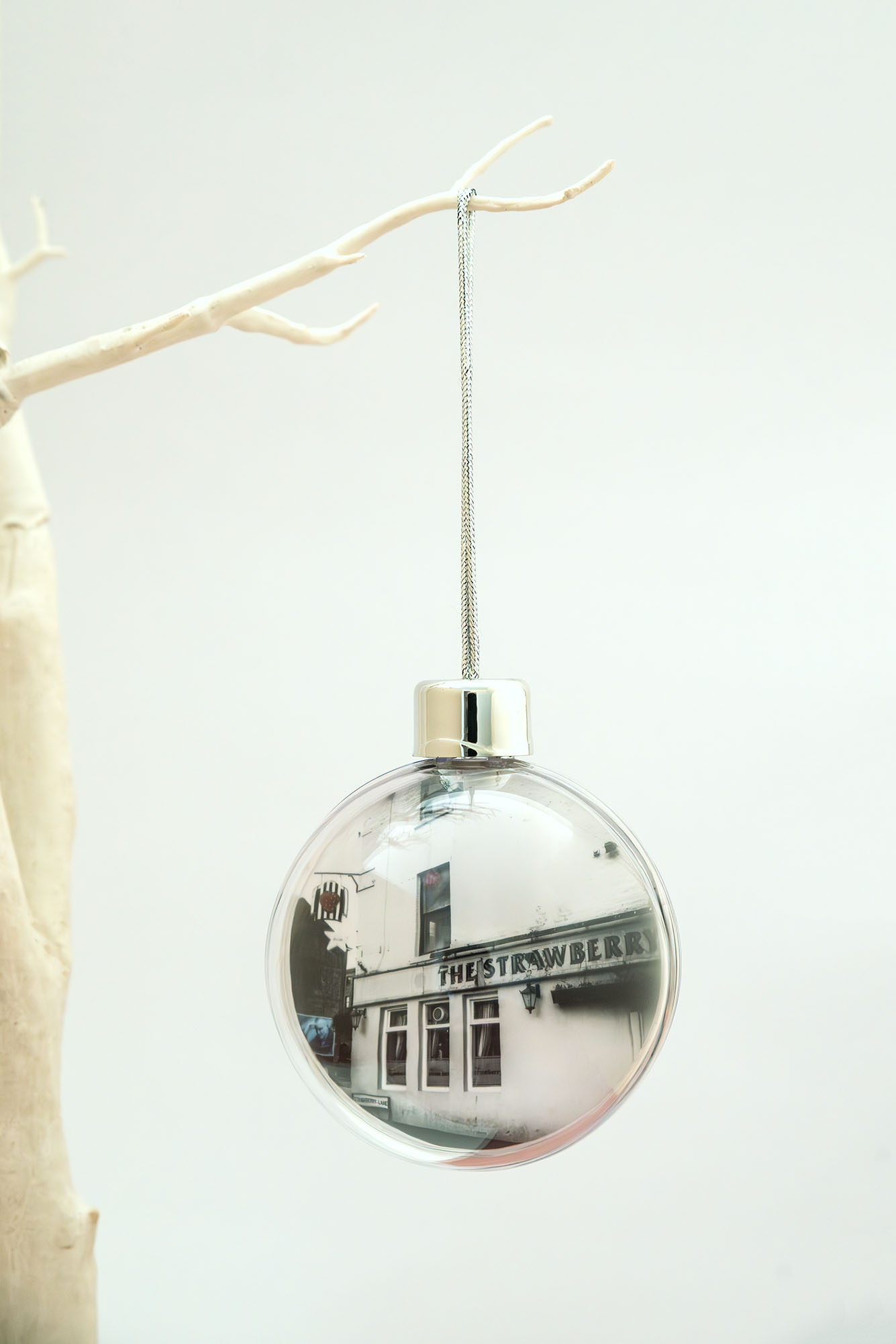 Christmas Bauble The Strawberry Pub Round Plastic Bauble - newcastlegifts Christmas Bauble The Strawberry Pub Round Plastic Bauble