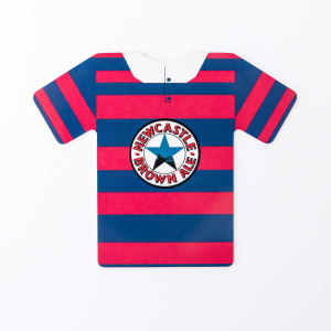 Metal T-shirt magnet NUFC Brown Ale Away