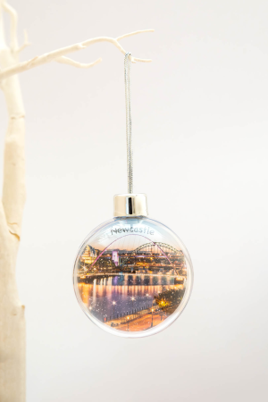 Christmas Bauble Newcastle & Tyne Bridge Round Plastic