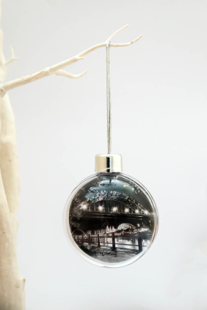 Newcastle Christmas Bauble Autumn Leaves Round Plastic