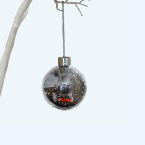 Christmas Bauble Flying Scotsman Round Plastic text