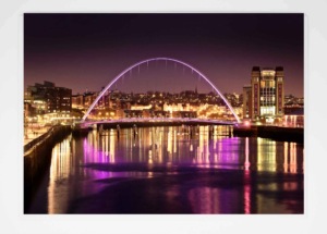 Gateshead Millennium Bridge Card, Newcastle Gateshead Quayside, Gateshead Millennium Bridge, Tyne Bridge, River Tyne, Sage Gateshead, The Glass House Gateshead, Twilight photograph of the Newcastle Gateshead Quayside, Newcastle Gift, Geordie Gift, Newcastle Souvenir, Newcastle Photography, Local Artist