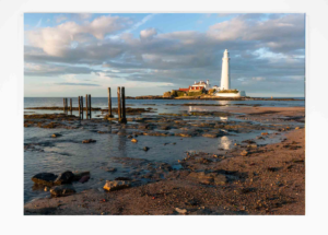 St Marys Lighthouse Card, Photograph of St. Mary's Lighthouse at Sunset, Whitley Bay, North East Coast, Newcastle Gift Product, Geordie Gift, Newcastle Souvenir, North East Gift, Newcastle Photograph, Whitley Bay, Tyneside, North East Coast, Local Artist, Local Photographer