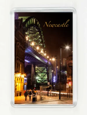 Newcastle Quayside at Night Magnet, Newcastle, Swing Bridge, High Level Bridge, Hilton Hotel Gateshead, Black and White photography, Newcastle Gift, Newcastle Souvenir, North East Gift, Geordie Gift, Northumberland Gift, Nighttime Photography, Local Artist, Local Photographer