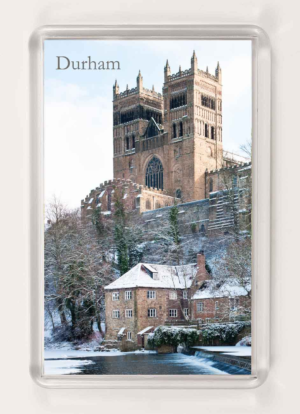 Durham Magnet Snow Riverbanks, Durham Cathedral in the snow, Snow Durham Riverbanks, Snow on River Wear, Durham Fulling Mill Museum, Durham Cathedral Snow, Winter photograph of Durham, Local artist, Local photographer, Durham Gift, Durham Souvenir