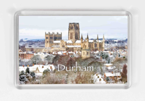 Snow Durham Cathedral Magnet, Durham Cathedral in the snow, Snow Durham Riverbanks, Snow on River Wear, Durham Fulling Mill Museum, Durham Cathedral Snow, Winter photograph of Durham, Local artist, Local photographer, Durham Gift, Durham Souvenir