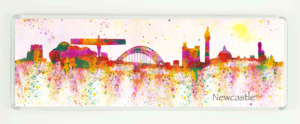 Newcastle in the Pink Panoramic Magnet Newcastle Gifts Newcastle In the Pink Panoramic Magnet, Angel of the North, Tyne Bridge, Gateshead Millennium Bridge, Sage Gateshead, Baltic Arts, Newcastle Castle, Watercolour Artist, Newcastle Art, Newcastle Painting, North East England, Newcastle Gift, Geordie Gift, Newcastle Souvenir, Northumberland Gift, North East Artist, Local Artist, Louisa E. Taylor
